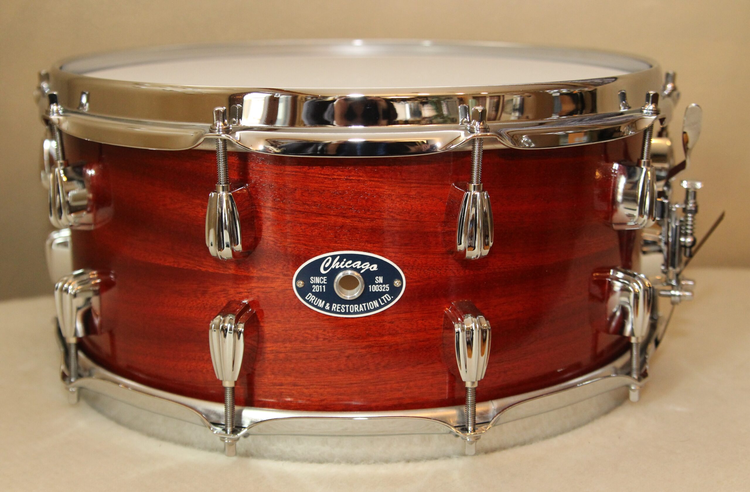 Snare Drum - 6-1/2" Mahogany/Poplar Shell with Red Stain - Chicago Drum