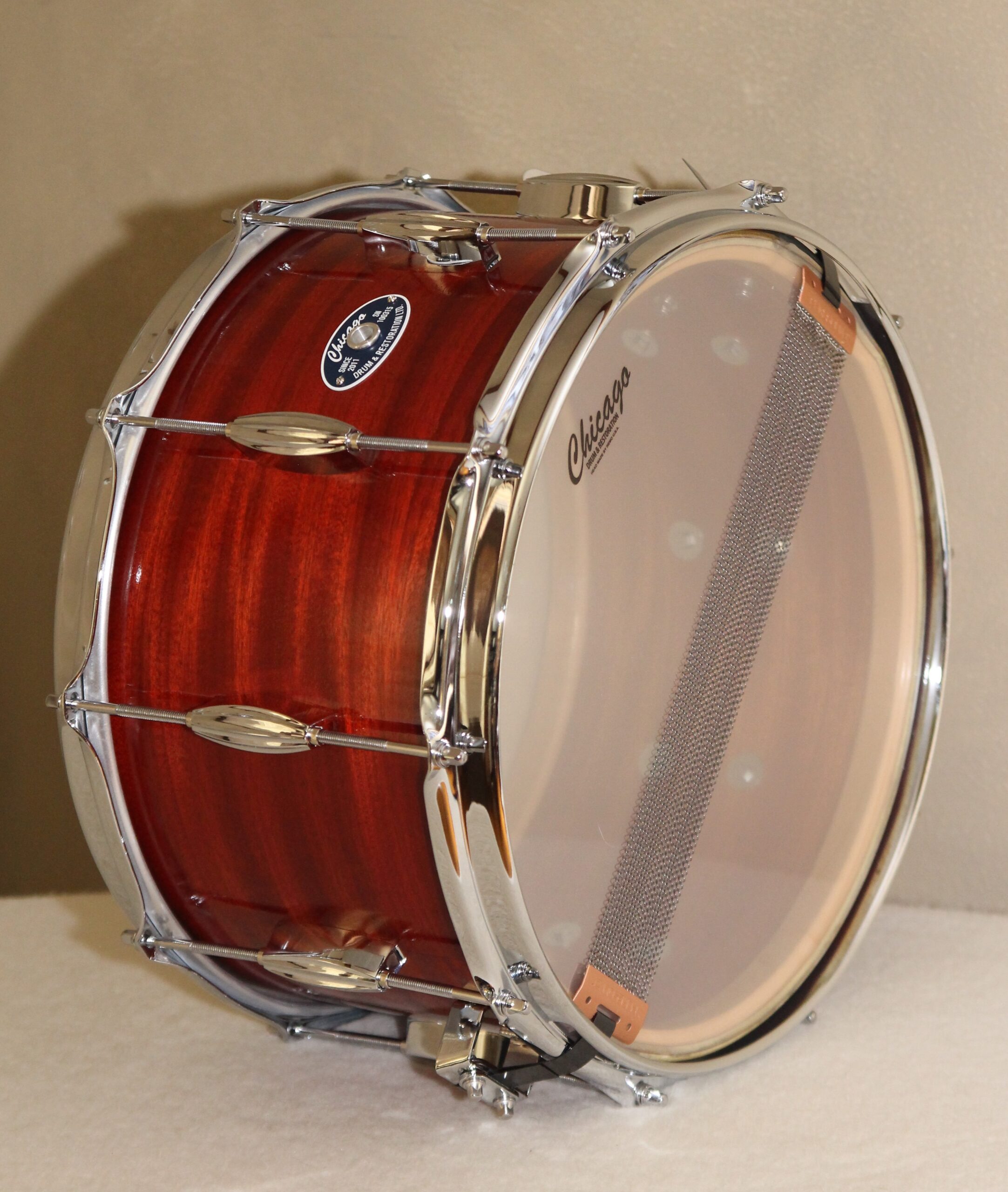 Snare Drum - 7" Mahogany with Red Stain